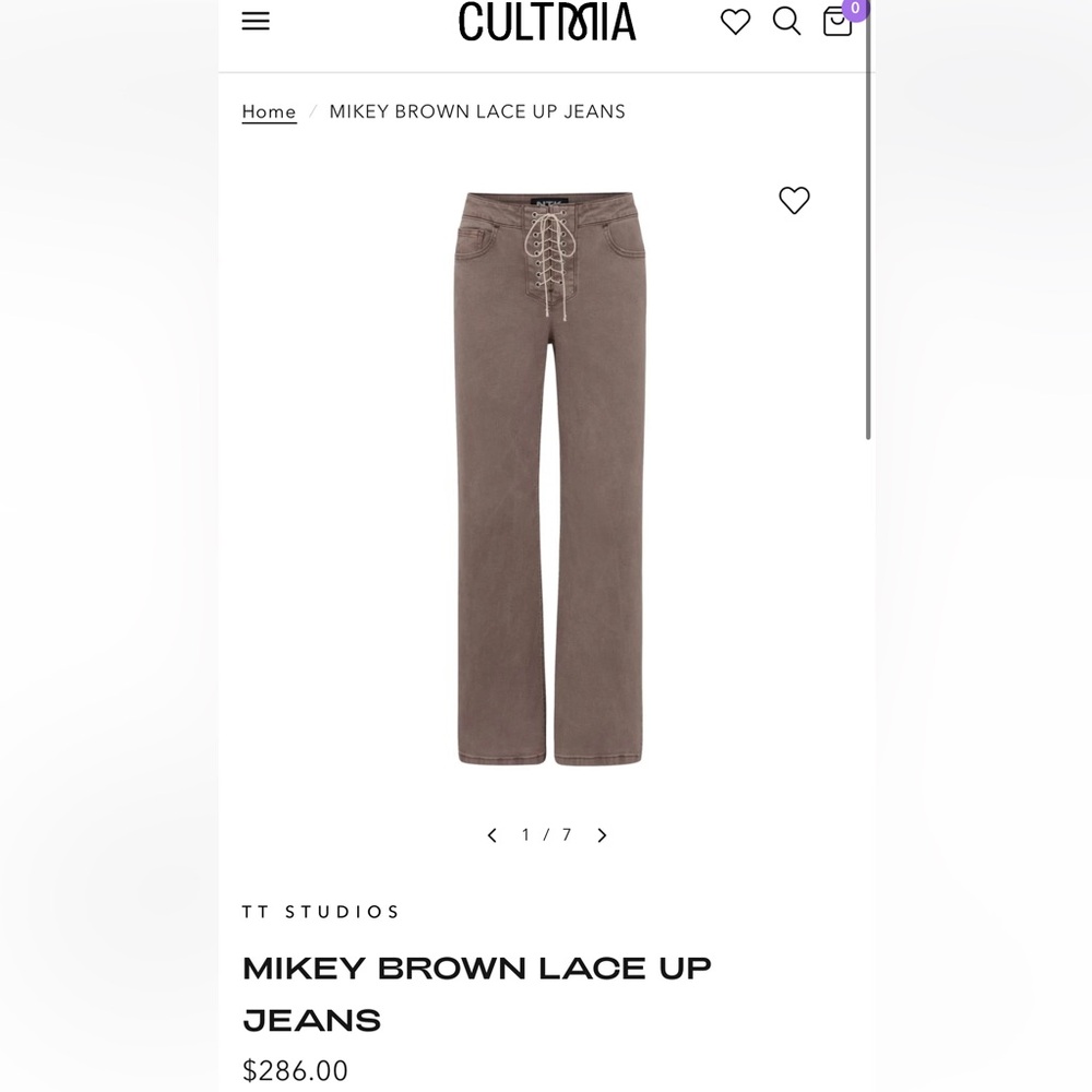 NTK Brown Lace-Up Jeans-BNWT